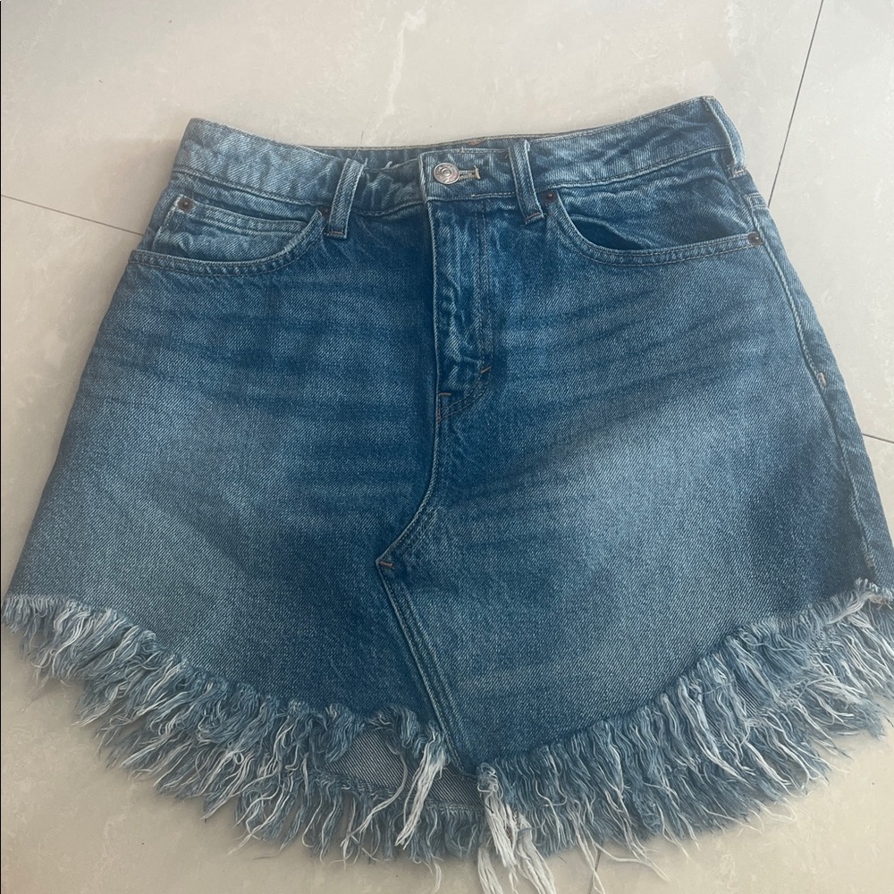 We The Free Blue Denim Skirt